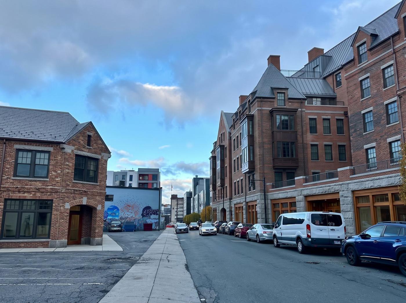 AI-generated concept for Braintree Street: Terraces, deep bays, complex roof; about 5–6 levels
